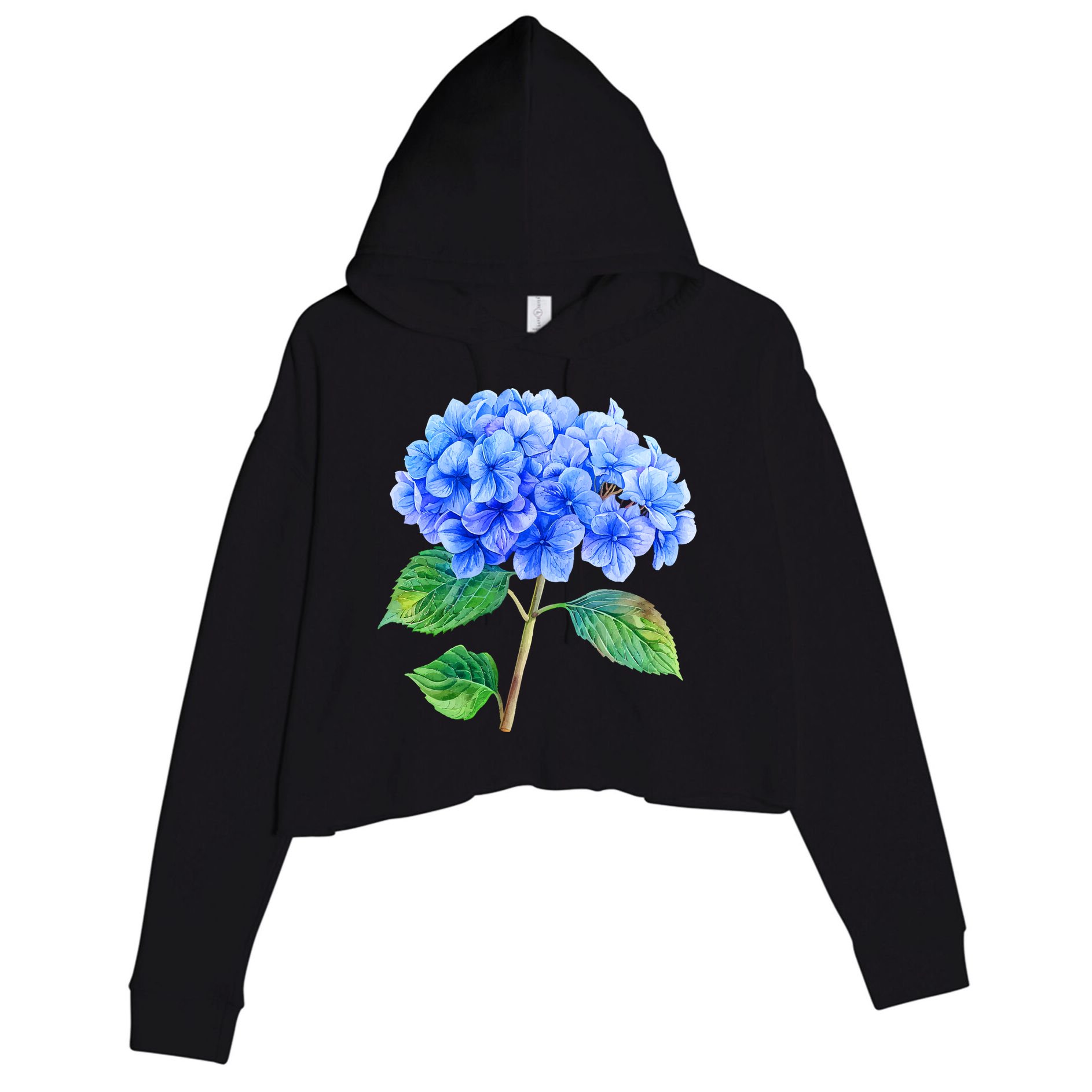 Beautiful Blue Hydrangea Flowers Crop Fleece Hoodie