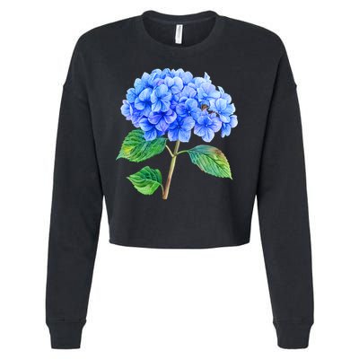 Beautiful Blue Hydrangea Flowers Cropped Pullover Crew