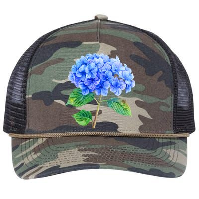 Beautiful Blue Hydrangea Flowers Retro Rope Trucker Hat Cap