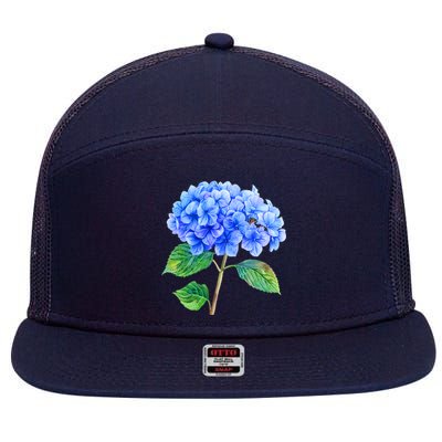 Beautiful Blue Hydrangea Flowers 7 Panel Mesh Trucker Snapback Hat