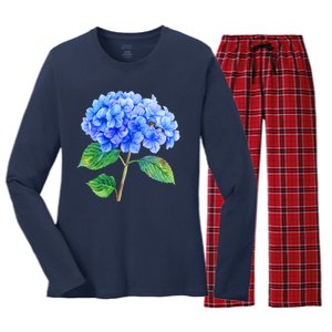 Beautiful Blue Hydrangea Flowers Women's Long Sleeve Flannel Pajama Set 