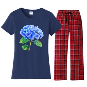 Beautiful Blue Hydrangea Flowers Women's Flannel Pajama Set