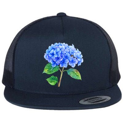 Beautiful Blue Hydrangea Flowers Flat Bill Trucker Hat