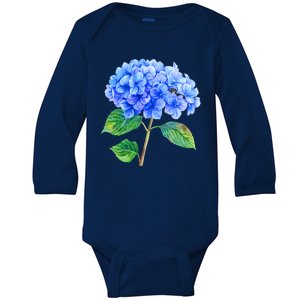 Beautiful Blue Hydrangea Flowers Baby Long Sleeve Bodysuit