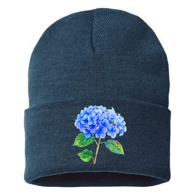 Beautiful Blue Hydrangea Flowers Sustainable Knit Beanie