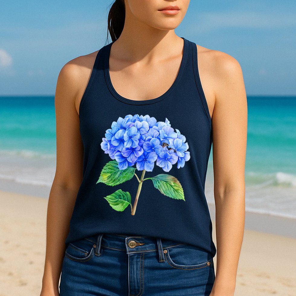 Beautiful Blue Hydrangea Flowers Womens Tank Top