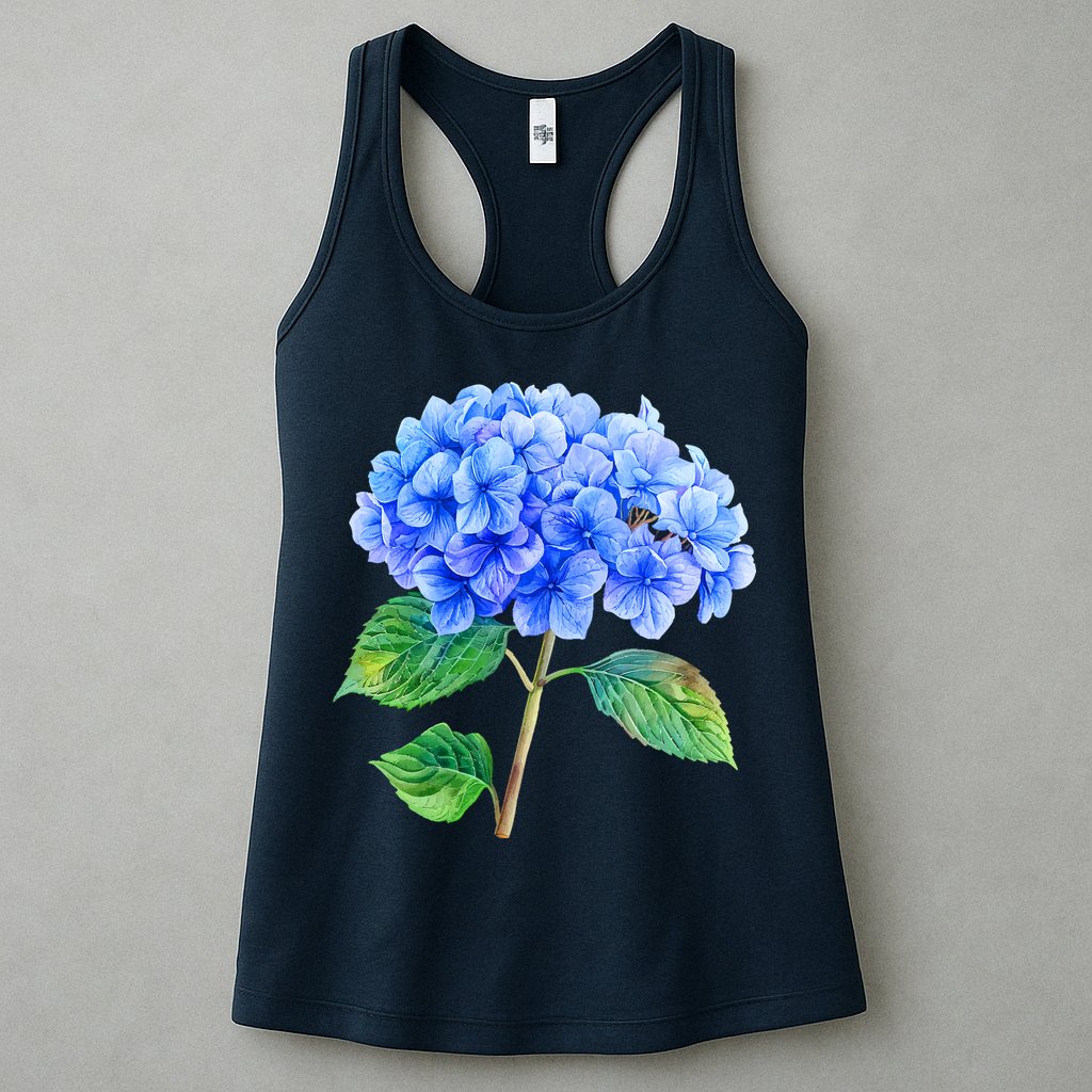 Beautiful Blue Hydrangea Flowers Womens Tank Top