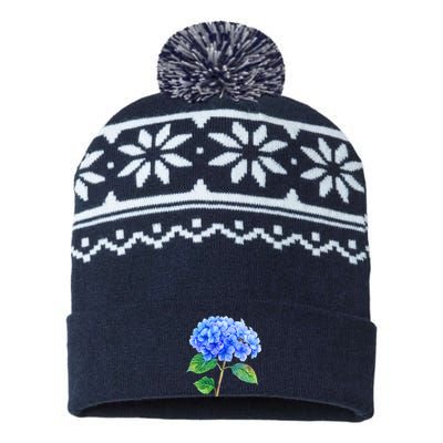 Beautiful Blue Hydrangea Flowers USA-Made Snowflake Beanie