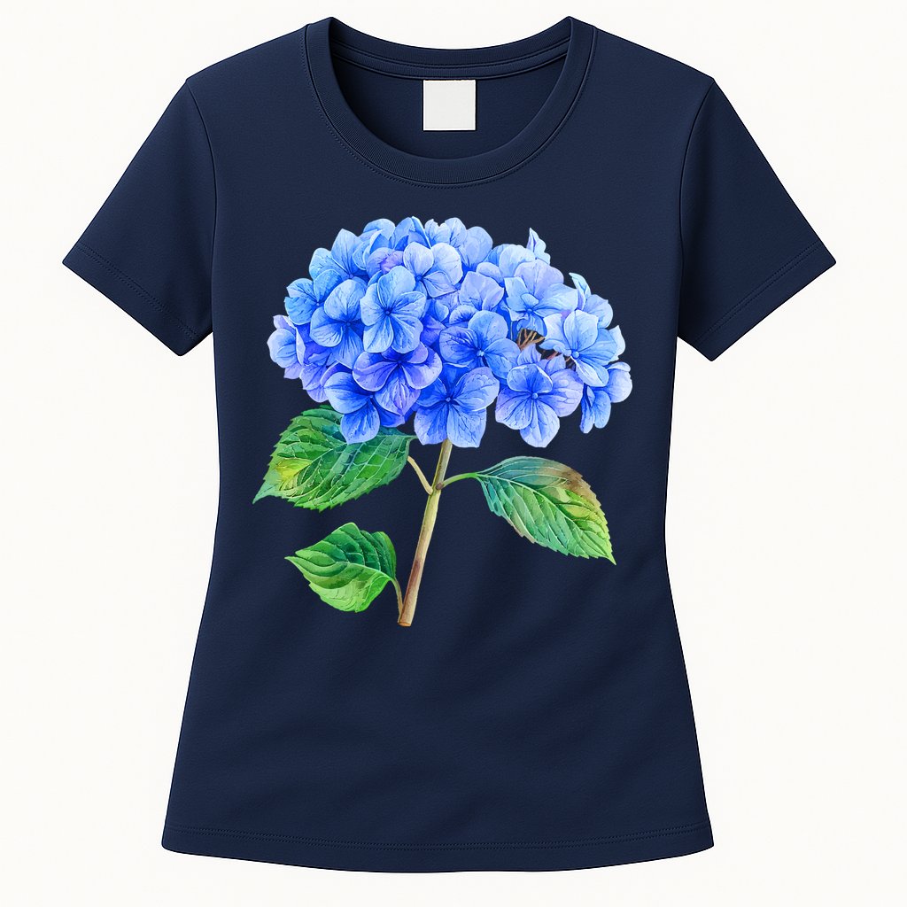 Beautiful Blue Hydrangea Flowers Womens T-Shirt