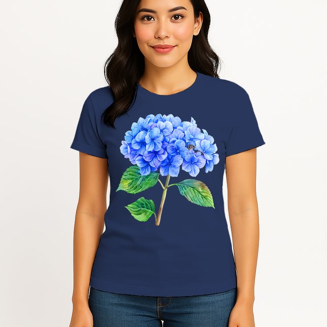 Beautiful Blue Hydrangea Flowers Womens T-Shirt