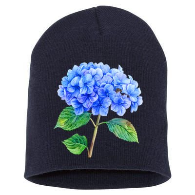 Beautiful Blue Hydrangea Flowers Short Acrylic Beanie