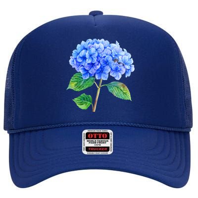 Beautiful Blue Hydrangea Flowers High Crown Mesh Back Trucker Hat