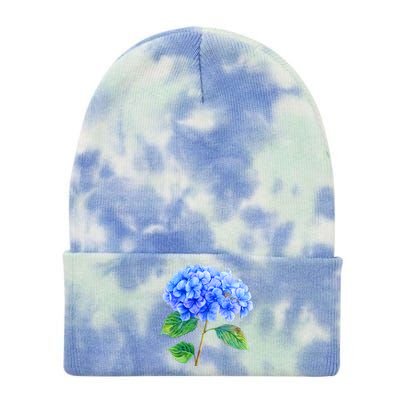 Beautiful Blue Hydrangea Flowers Tie Dye 12in Knit Beanie