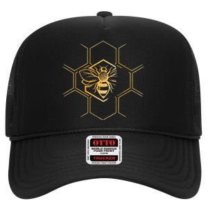 Beekeeper Beekeeping Honeycomb Love For Bees High Crown Mesh Back Trucker Hat