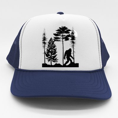 Bigfoo Bigfoot Hiding In Forest At Night Sasquatch Trucker Hat