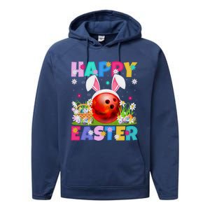 Bowling Ball Happy Easter Bunny Bowling Ball Easter Sunday Gift Performance Fleece Hoodie