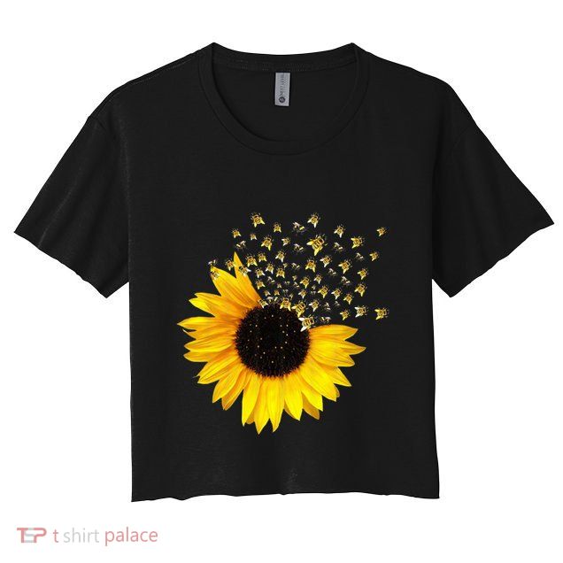 Bumble Bee Honey Bees Bee Lover Sunflower Yellow Flowers Gift Crop Top