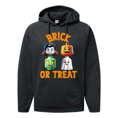 Building Bricks Halloween Costume Brick Or Treat Monsters Performance Fleece Hoodie