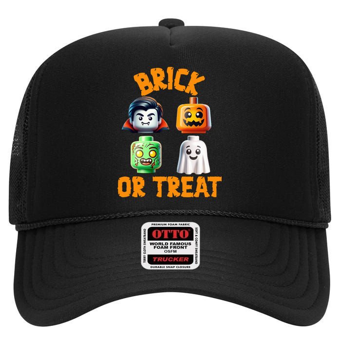 Building Bricks Halloween Costume Brick Or Treat Monsters High Crown Mesh Back Trucker Hat