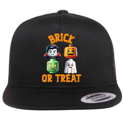 Building Bricks Halloween Costume Brick Or Treat Monsters Flat Bill Trucker Hat