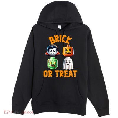Building Bricks Halloween Costume Brick Or Treat Monsters Premium Pullover Hoodie