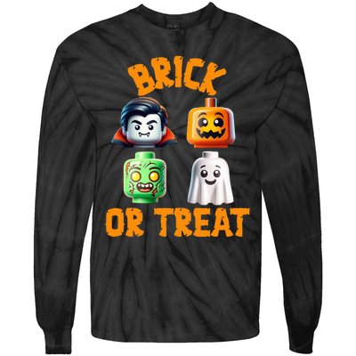 Building Bricks Halloween Costume Brick Or Treat Monsters Tie-Dye Long Sleeve Shirt