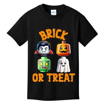 Building Bricks Halloween Costume Brick Or Treat Monsters Kids T-Shirt