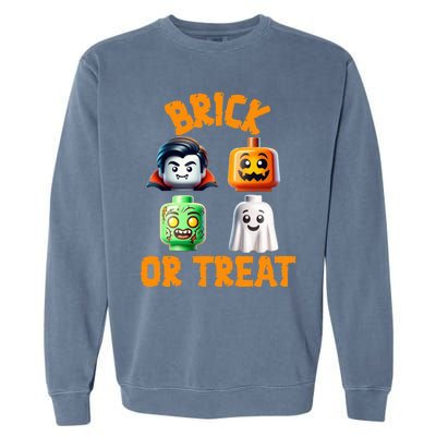 Building Bricks Halloween Costume Brick Or Treat Monsters Garment-Dyed Sweatshirt