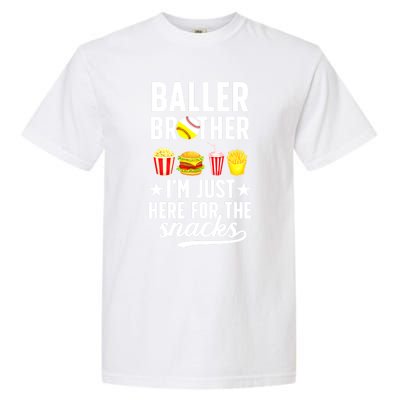 Baller Brother Here For The Snacks Baseball Softball Brother Gift Garment-Dyed Heavyweight T-Shirt