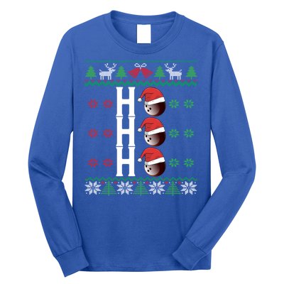 Bowling Ball Ho Ho Ho Ugly Christmas Bowler Cool Gift Long Sleeve Shirt