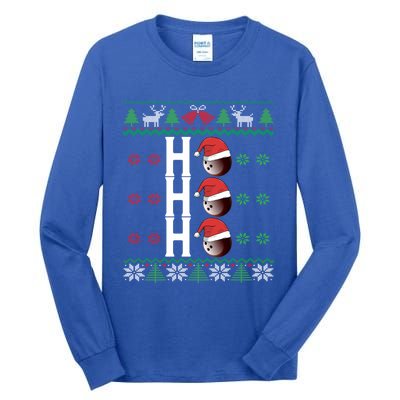 Bowling Ball Ho Ho Ho Ugly Christmas Bowler Cool Gift Tall Long Sleeve T-Shirt