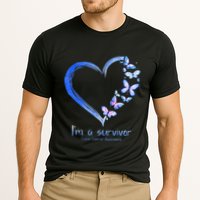 Blue Butterfly Heart I'm A Survivor Colon Cancer Awareness Cooling Performance Crew T-Shirt