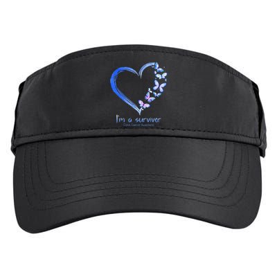 Blue Butterfly Heart I'm A Survivor Colon Cancer Awareness Adult Drive Performance Visor