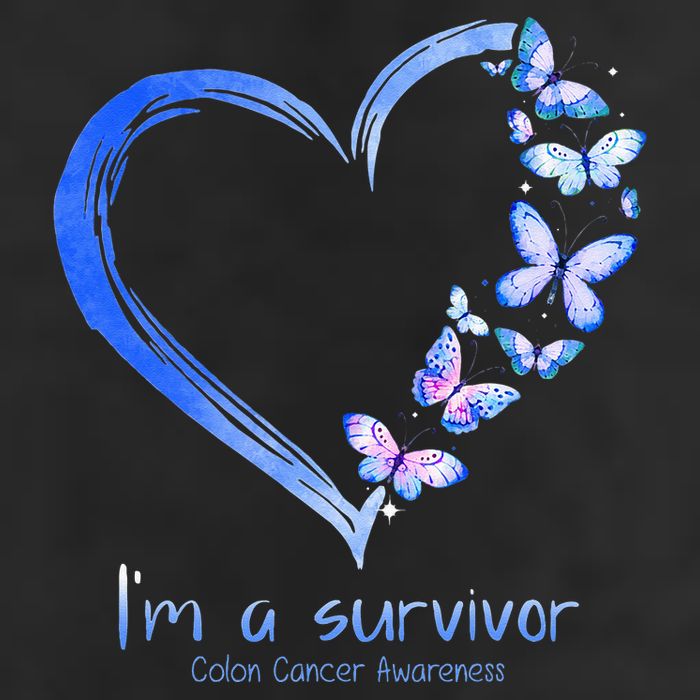 Blue Butterfly Heart I'm A Survivor Colon Cancer Awareness 11oz C Handle Ceramic Mug