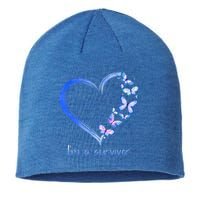 Blue Butterfly Heart I'm A Survivor Colon Cancer Awareness Sustainable Beanie