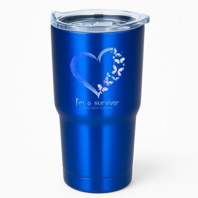Blue Butterfly Heart I'm A Survivor Colon Cancer Awareness Tumbler