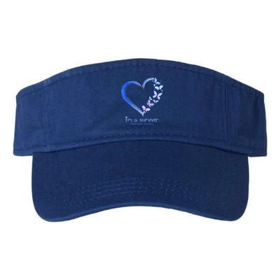 Blue Butterfly Heart I'm A Survivor Colon Cancer Awareness Valucap Bio-Washed Visor