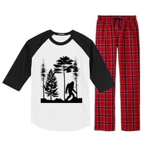 Bigfoo Bigfoot Hiding In Forest At Night Sasquatch Raglan Sleeve Pajama Set