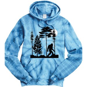 Bigfoo Bigfoot Hiding In Forest At Night Sasquatch Tie Dye Hoodie