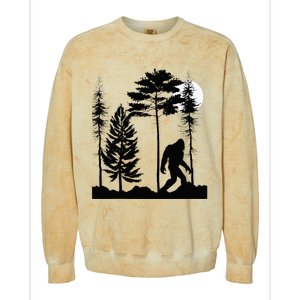 Bigfoo Bigfoot Hiding In Forest At Night Sasquatch Colorblast Crewneck Sweatshirt