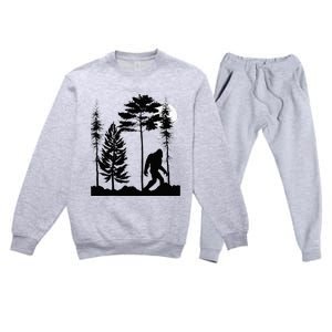 Bigfoo Bigfoot Hiding In Forest At Night Sasquatch Premium Crewneck Sweatsuit Set