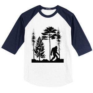 Bigfoo Bigfoot Hiding In Forest At Night Sasquatch Baseball Sleeve Shirt