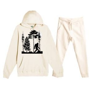 Bigfoo Bigfoot Hiding In Forest At Night Sasquatch Premium Hooded Sweatsuit Set