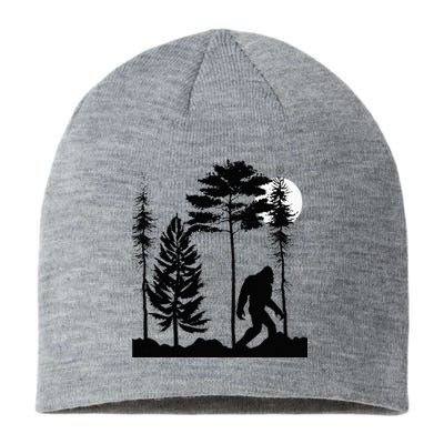 Bigfoo Bigfoot Hiding In Forest At Night Sasquatch Sustainable Beanie