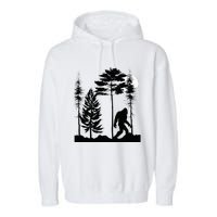 Bigfoo Bigfoot Hiding In Forest At Night Sasquatch Garment-Dyed Fleece Hoodie