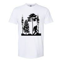 Bigfoo Bigfoot Hiding In Forest At Night Sasquatch Softstyle CVC T-Shirt