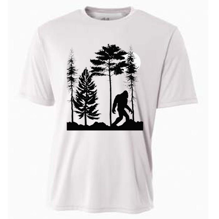 Bigfoo Bigfoot Hiding In Forest At Night Sasquatch Cooling Performance Crew T-Shirt