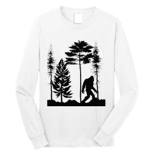 Bigfoo Bigfoot Hiding In Forest At Night Sasquatch Long Sleeve Shirt