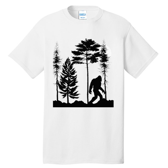 Bigfoo Bigfoot Hiding In Forest At Night Sasquatch Tall T-Shirt