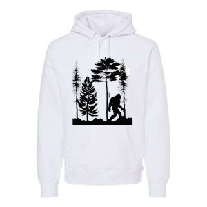 Bigfoo Bigfoot Hiding In Forest At Night Sasquatch Premium Hoodie